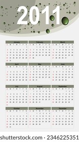 Vector illustrated calendar for the year 2011