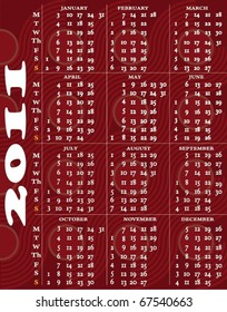 Vector illustrated calendar for the year 2011
