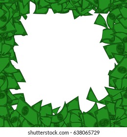 Vector illustrated cartoon money frame, with white background.