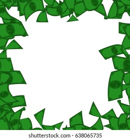 Vector illustrated cartoon money frame, with white background.