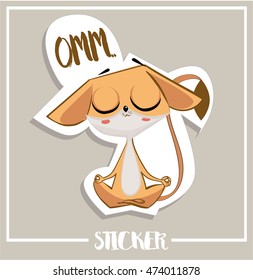 Vector illustrated characters of Jerboa. stickers with emotions. meditation.