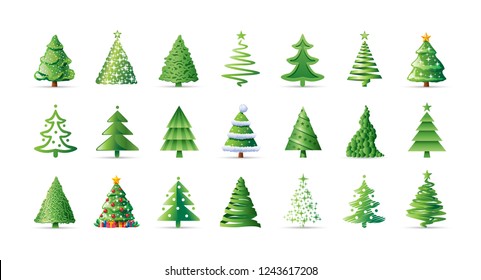 Vector illustrated Christmas trees