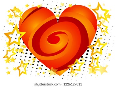 Vector illustrated comic book style heart, abstract love symbol. Icon, sign or emblem for graphic and web design.