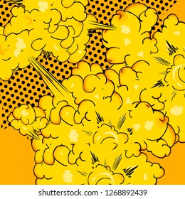 Vector illustrated comic book style explosions background.