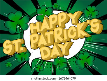 Vector illustrated comic book style St. Patrick's Day greeting card, poster, invitation.