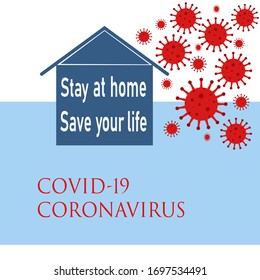 Vector illustrated coronavirus stay at home