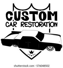 Vector illustrated custom car restoration logo.