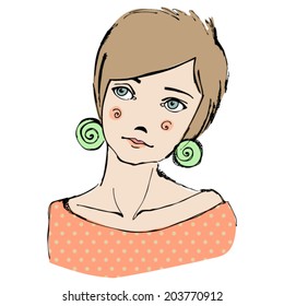 vector illustrated cute abstract girl