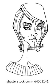vector illustrated cute girl