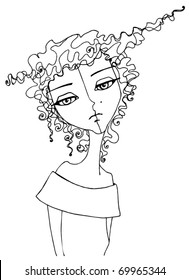 vector illustrated cute girl