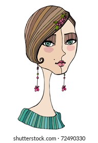 vector illustrated cute girl