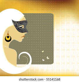 vector illustrated cute girl with mask