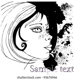 vector illustrated cute little girl