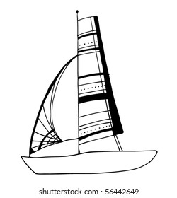 vector illustrated cute sailing boat