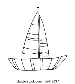 vector illustrated cute sailing boat