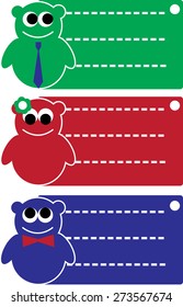 Vector illustrated cute, smiling bears with banners.