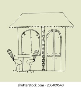 vector illustrated cute street cafe