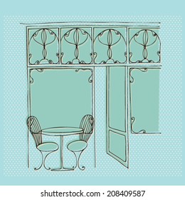 vector  illustrated cute street cafe