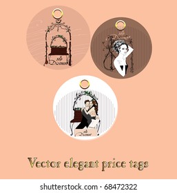 vector  illustrated cute wedding price tags