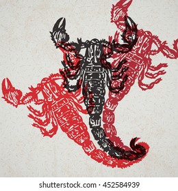 Vector Illustrated desert scorpion on old paper