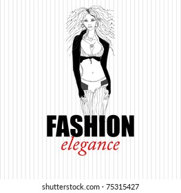 vector illustrated elegant woman