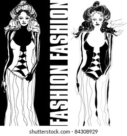 vector illustrated elegant women