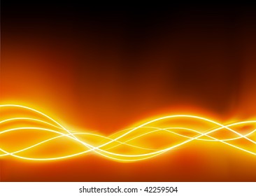 A vector illustrated   futuristic background resembling red motion blurred neon light curves