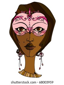 vector illustrated girl with mask for your carnival design
