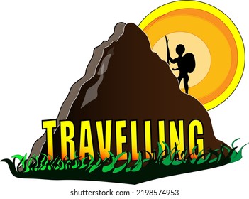 un logotipo ilustrado vectorial. escalar una montaña 