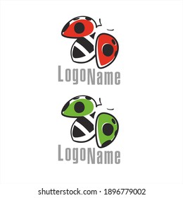 Vector illustrated logo, sign with color image of ladybug