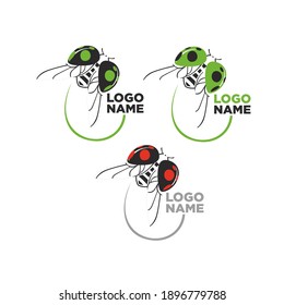 Vector illustrated logo, sign with color image of ladybug, eco