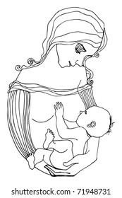 vector illustrated mother and child