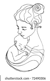 vector illustrated mother and child