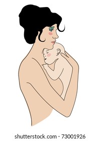 vector illustrated mother and child
