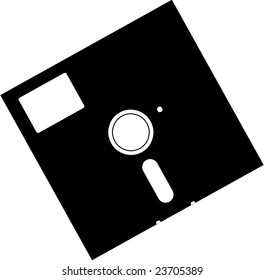 Vector illustrated old floppy disk on white background