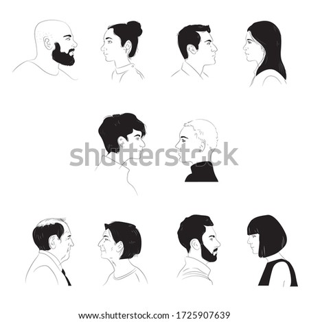 vector illustrated people faces.set of man and woman hand drawn sketch.