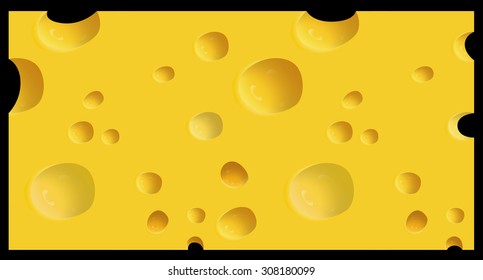 Vector illustrated piece of cheese isolated on black background.