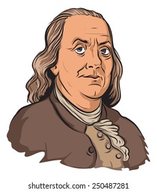 Vector illustrated portrait of Benjamin Franklin