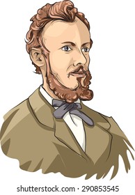 Vector illustrated portrait of Georg Cantor