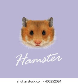 Vektorgrafik des Hamsters. Rutschrotes Gesicht des Hamsters auf violettem Hintergrund.