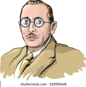 Vector Illustrated Portrait Of Igor Stravinsky