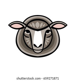 Vector illustrated Portrait of Ram or sheep