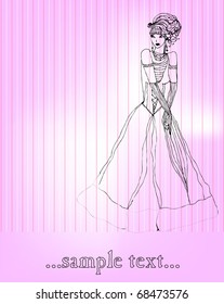 vector illustrated pretty bride