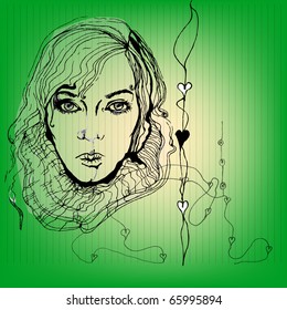 vector illustrated pretty girl