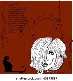 vector illustrated pretty woman