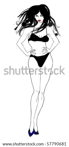 vector illustrated pretty woman