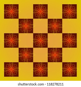 Vector illustrated red-yellow abstract seamless pattern