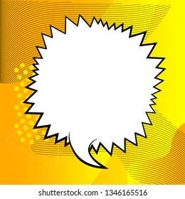 Vector illustrated retro comic book background with big blank speech bubble, pop art vintage style backdrop.