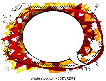 Vector illustrated retro comic book background with big blank speech bubble, pop art vintage style backdrop.