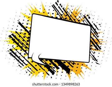 Vector illustrated retro comic book background with big blank speech bubble, pop art vintage style backdrop.